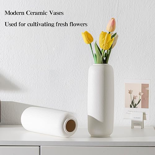 Miniatura 10 de Juego de 2 jarrones de cerámica negra, jarrón bohemio para decoración, acabado de textura mate esmerilada, decoración moderna y rústica del hogar,