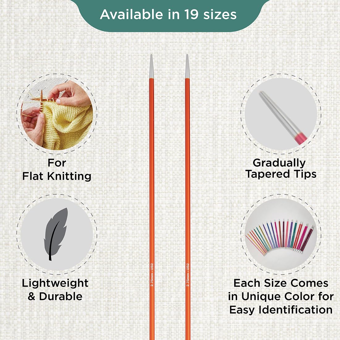 Ferri Da Maglia KnitPro Zing - Punta Singola 35cm X 2.75mm, Arancione