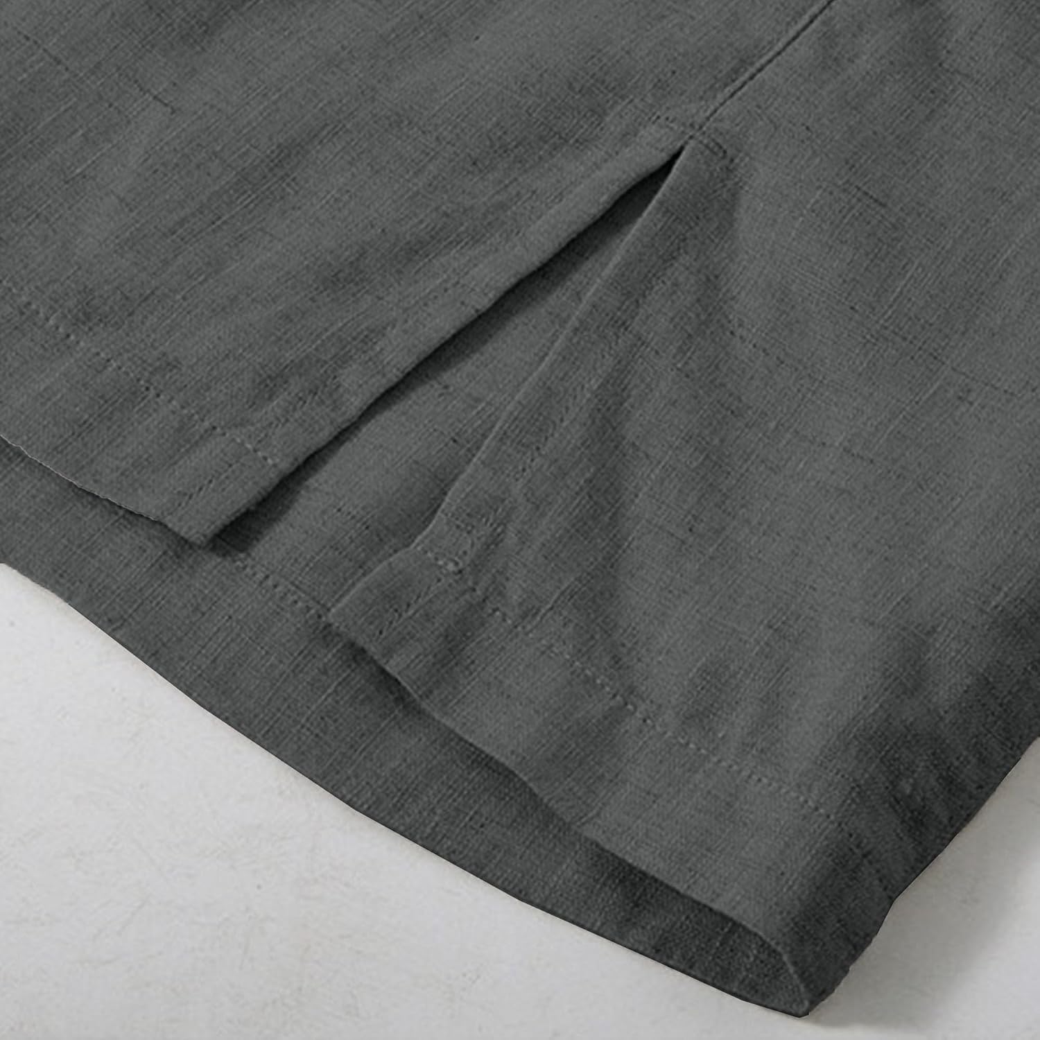 Mens Cotton Linen Shirts Summer Casual Short Sleeve Beach T-Shirt Lightweight Breathable Tops