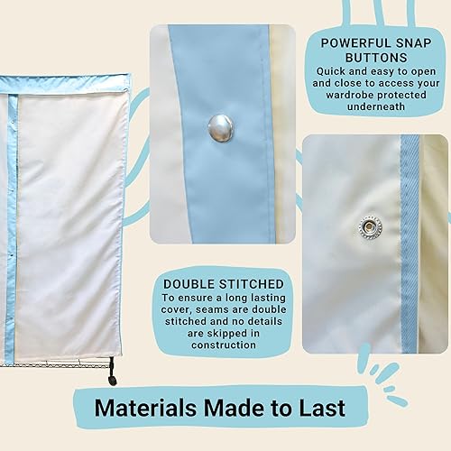 Vista 34 de Formosa Covers Funda portátil para estante de ropa – Protege tu ropa del polvo, mantiene tu habitación organizada en azul glaciar (solo la funda)