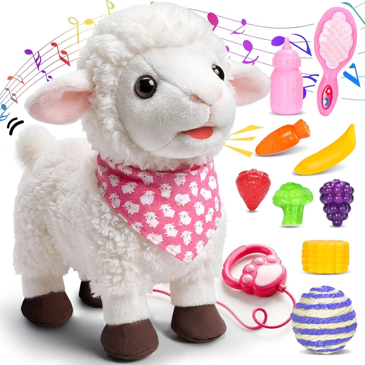 Interactive Walking Sheep Toy Talking Electric Plush Lamb with Leash Gift