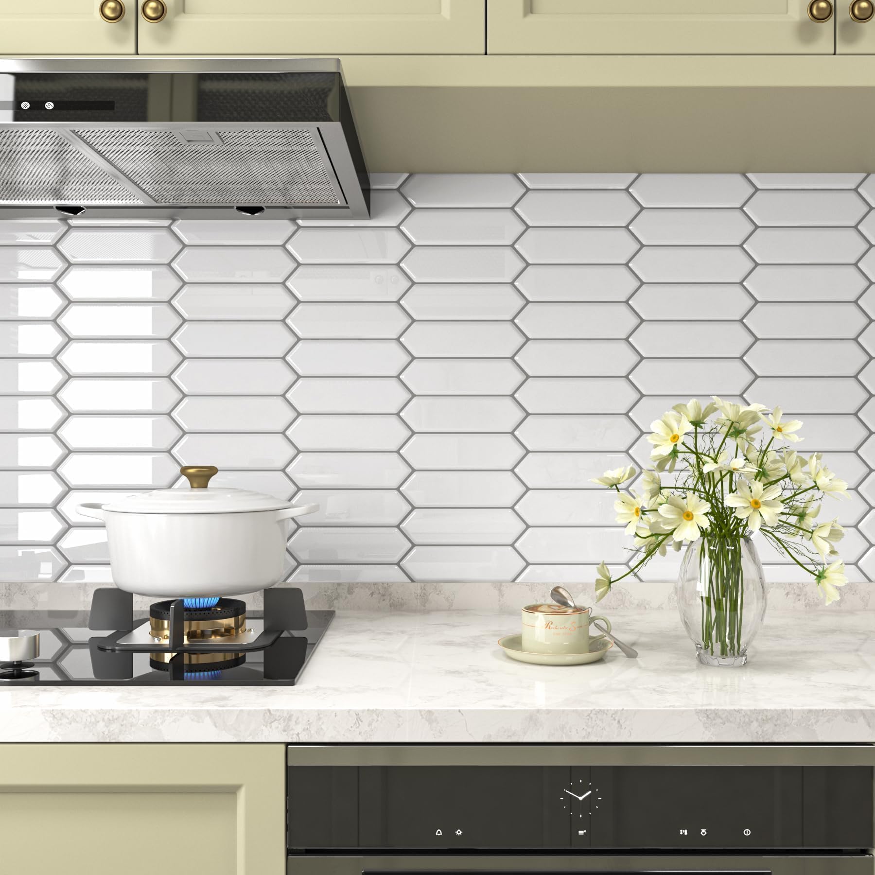 Decotalk Azulejos Adhesivos Baño Efecto Mrmol Blanco Hexgono Azulejos Adhesivos Baño 30.5x30.5cm 15Piezas Impermeable Vinilo Pared Cocina Vinilos Cocina Azulejo Suelo Vinilo Autoadhesivo Lavadero