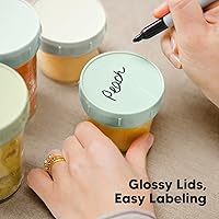 Vista 6 de KeaBabies Paquete de 4 recipientes de vidrio de 8 onzas y 4 onzas con tapas, a prueba de fugas, pequeños frascos de vidrio para microondas, purés