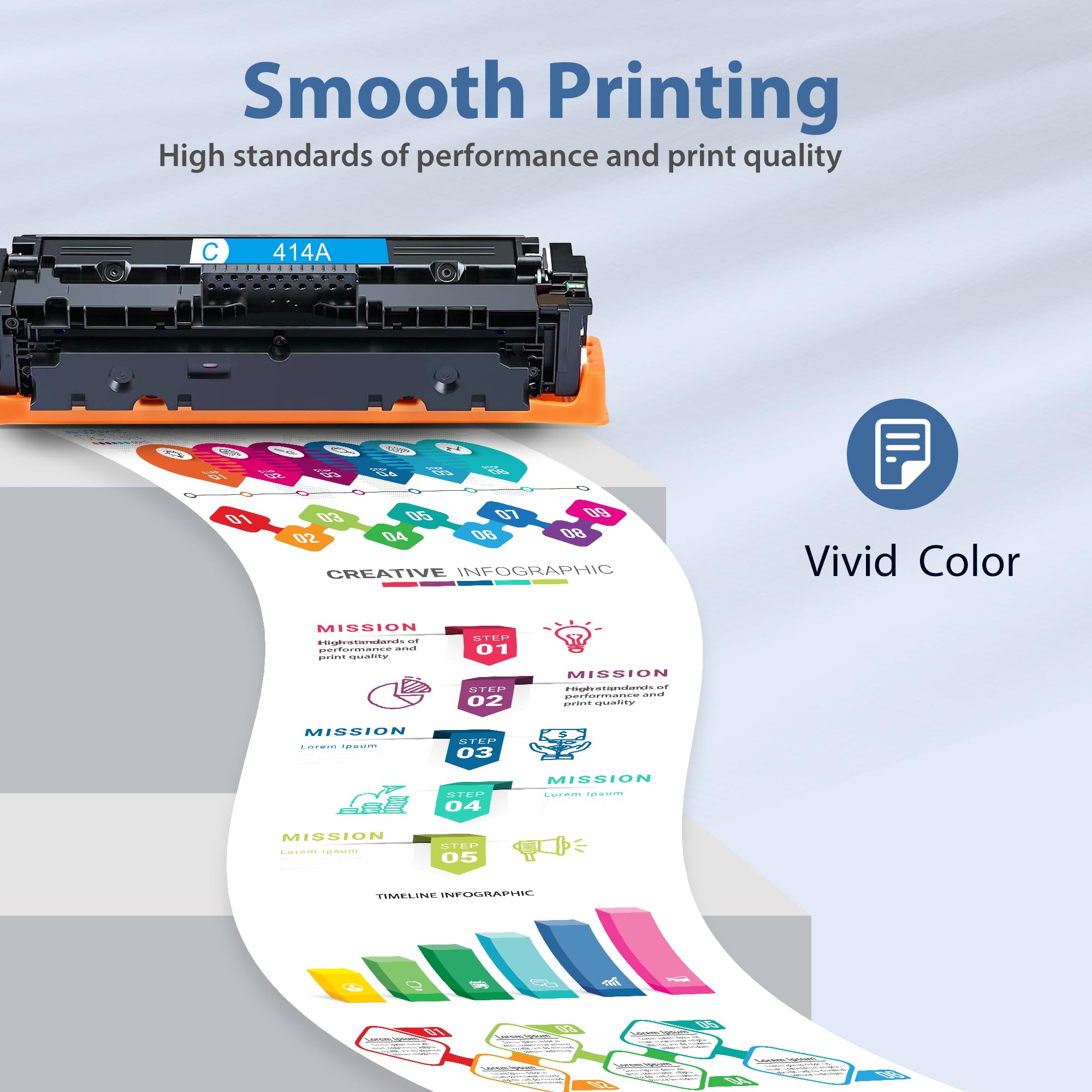 414A Toner Cartridges 4 Pack Compatible with HP 414A W2020A 414X W2020X Toner (with Chip) Works for Pro MFP M479fdw M454dw M454dn M455dn M479fdn Printer (1BK+1C+1M+1Y)