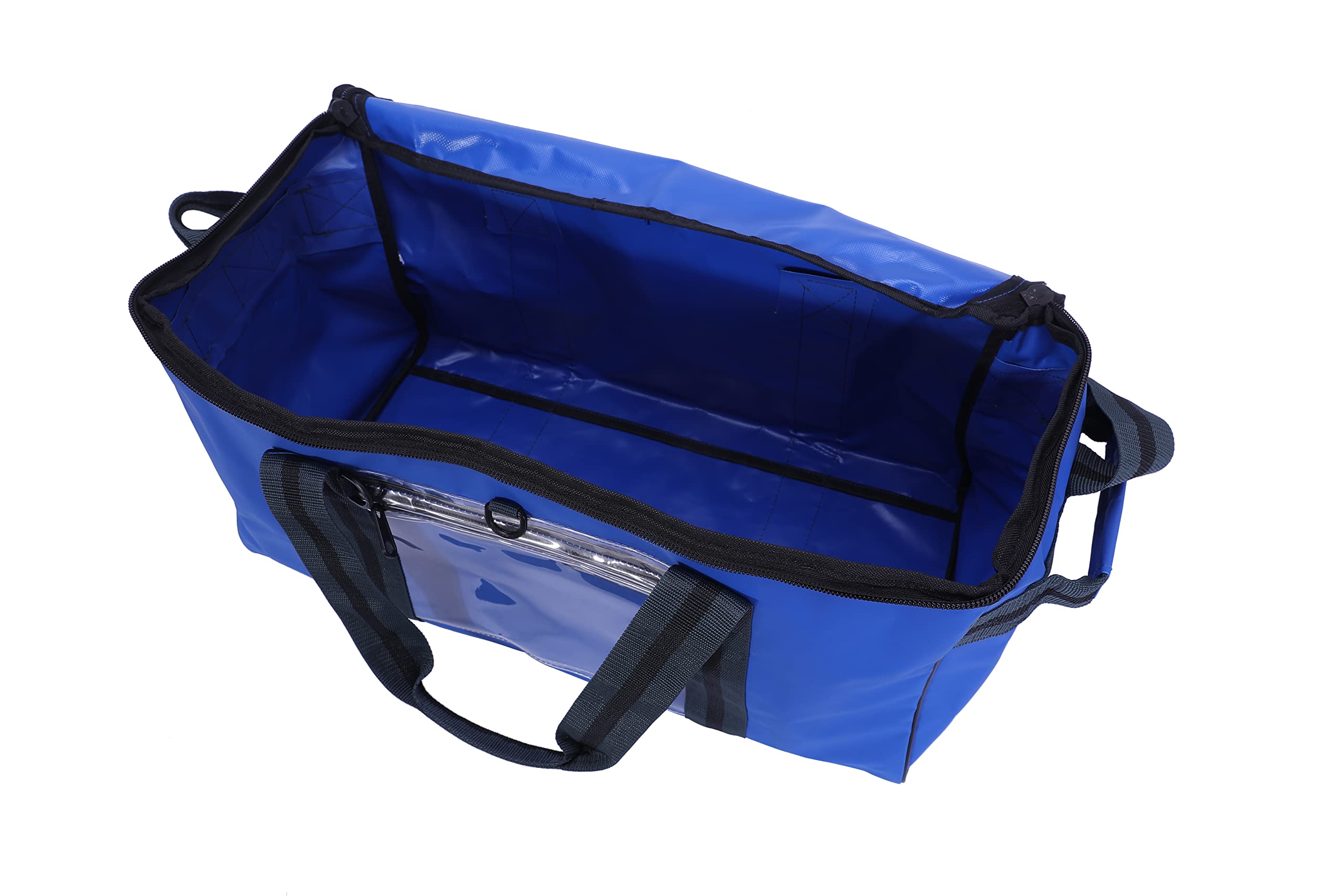 Borsone in PVC blu 60L 64'' - blu per esterni, campeggio, sport, petrolio e gas, sport acquatici (nero), Blu, 60 L 61 cm