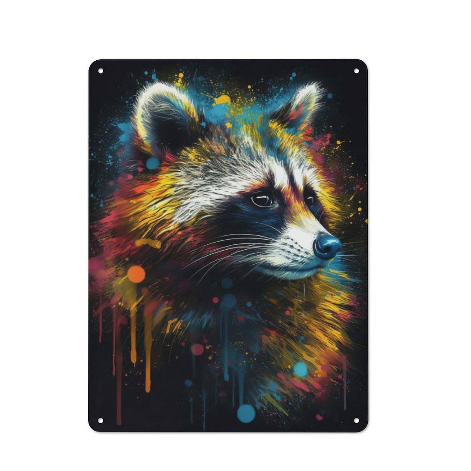 Junmoney Racoon Painting Vintage Metal Sign 40X30cm For Guest Room Or Hallway, Suited To Guest Room Decorators