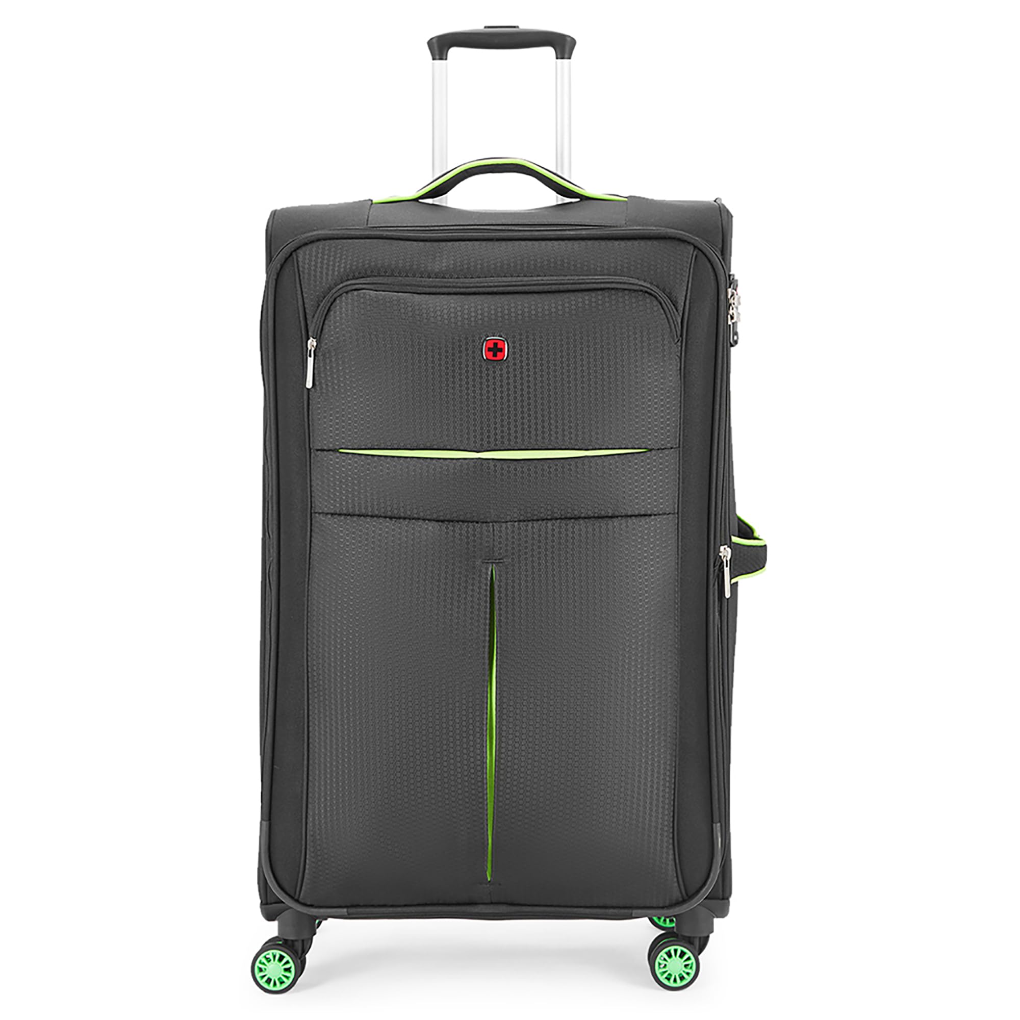 Fiero-Pro Large Softside Suitcase, 116 litres, Black/Green, Swiss Designed, 612096