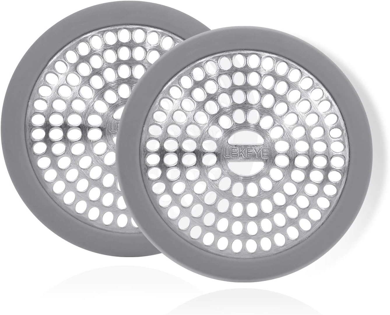 LEKEYE Drain Hair Catcher | Shower Drain Cover | Strainer-Stainless & Silicone-2 Pack