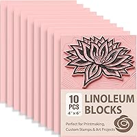 10pcs 4x6 Rubber Linoleum Blocks for Printmaking - Soft Stamp Carving Kit, Linocut Block Supplies for DIY Crafts