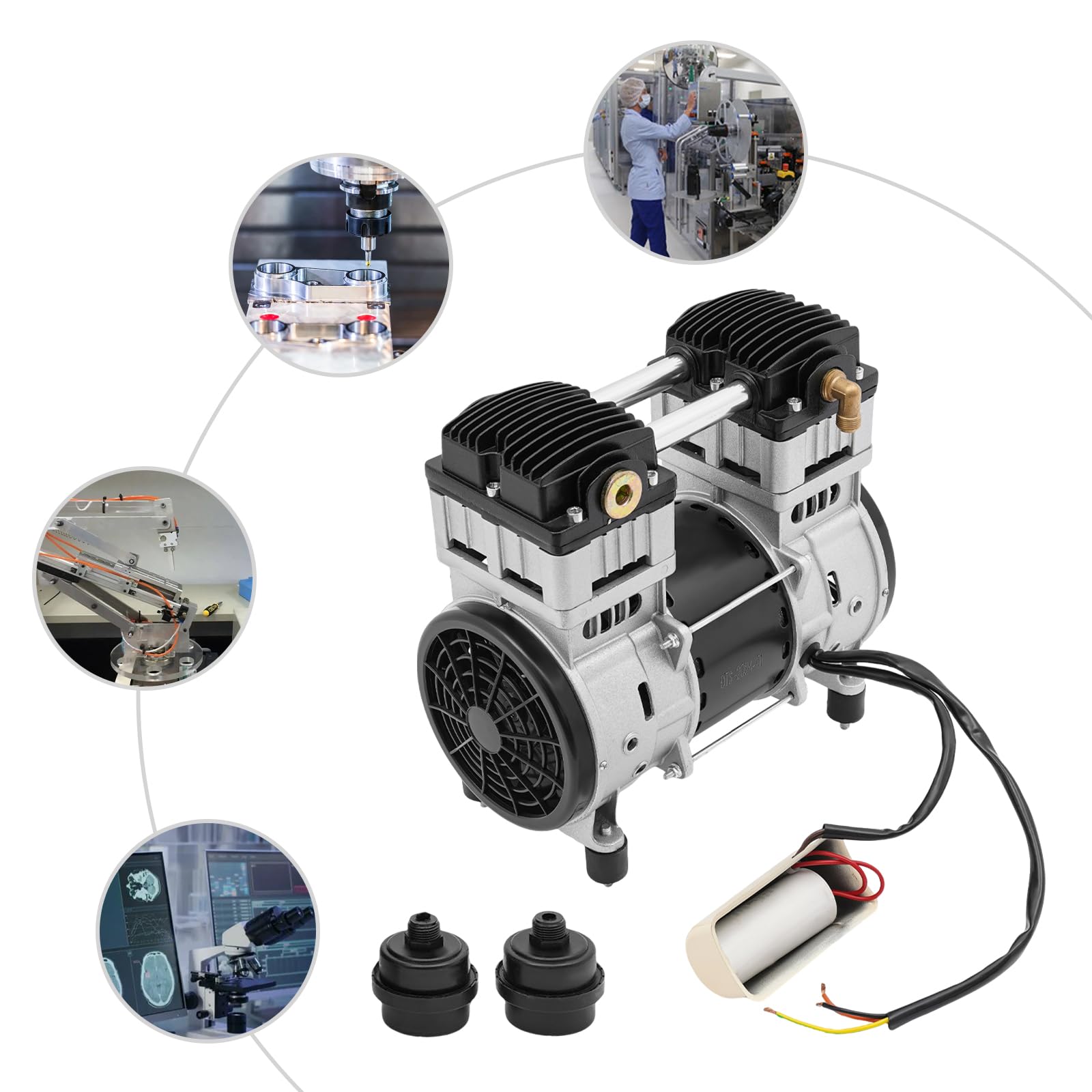 Compresseur d'air, tête de pompe, avec moteur en cuivre, silencieux, protection contre la surchauffe, pour atelier, air comprimé, convient pour la construction mécanique, la réparation automobile
