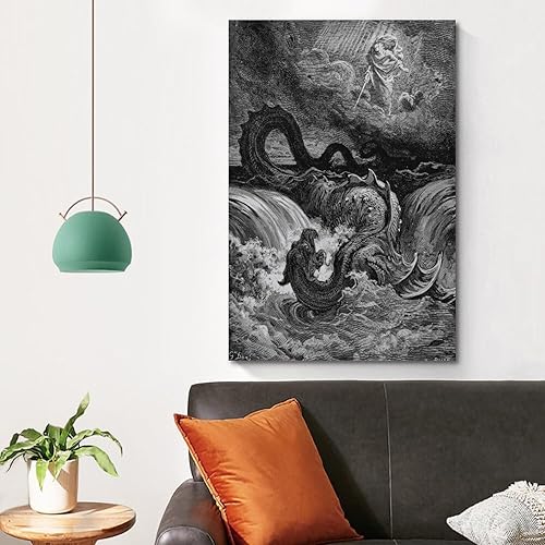 Miniatura 4 de Gustave Doré - Póster de arte famoso de La destrucción de Leviatán, pintura de pared, lienzo para regalo, impresiones de sala de estar, decoración