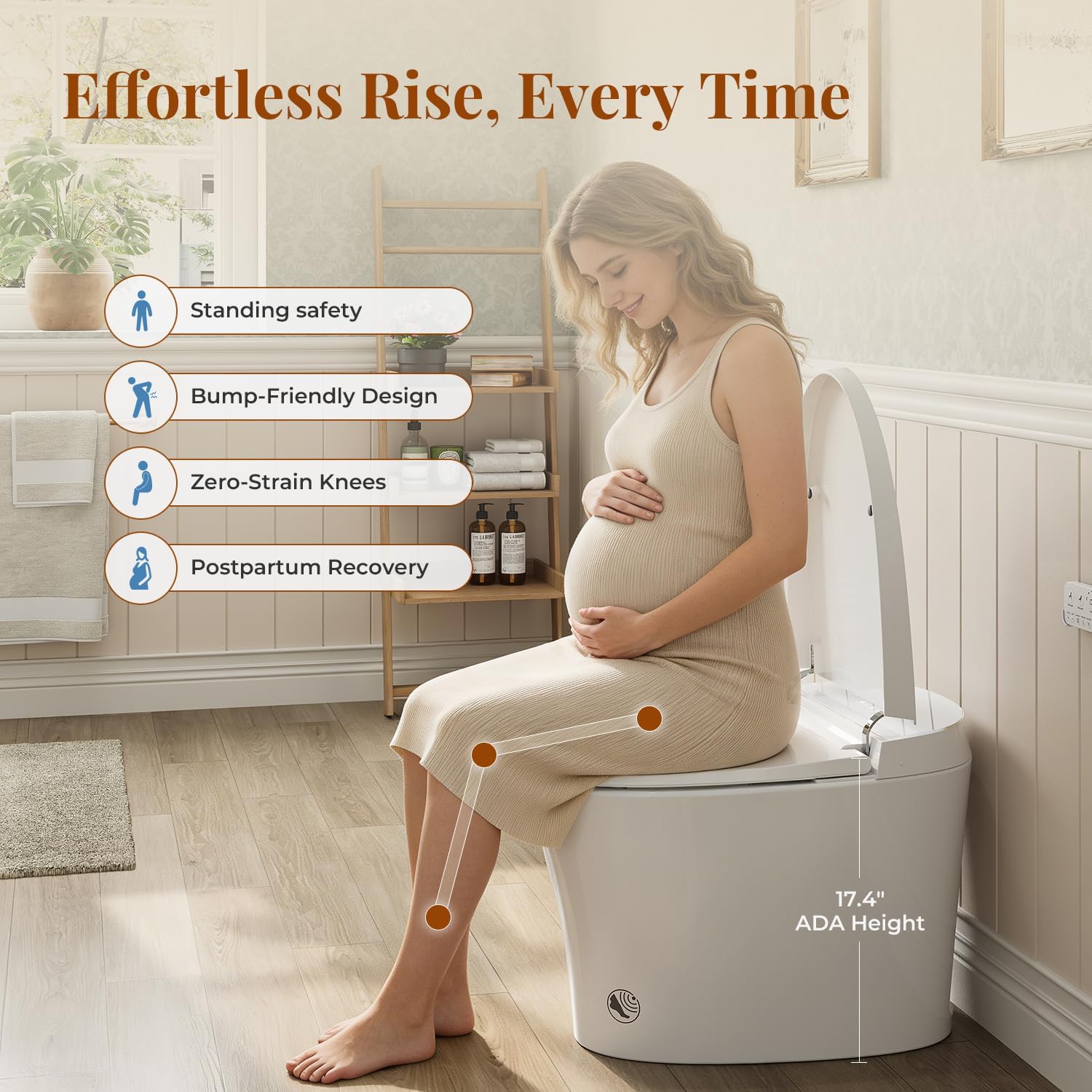 Uncle Brown ST12P Smart Toilet, Bidet Toilet with ADA Height, Foam Shield & PlasmaClean Technology for Enhanced Comfort & Hygiene, Remote Control, Easy-clean