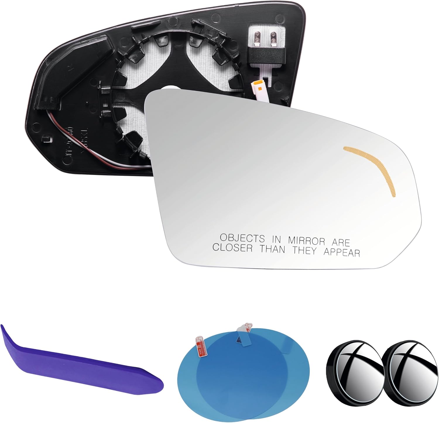 EAP Passenger Side Mirror Glass Compatible With Volvo S60 S90 V60 V60 Cross Country V90, Heated With Blind Spot Without Auto Dimming, 31402881 31402879 31402880 31402878