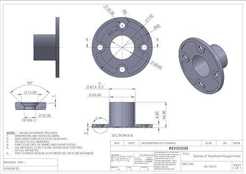 Miniatura 2 de Base de brida de piso de cuello largo redondo de acero inoxidable, anclaje de poste de tubo redondo, soporte de pared para barandilla de cable,
