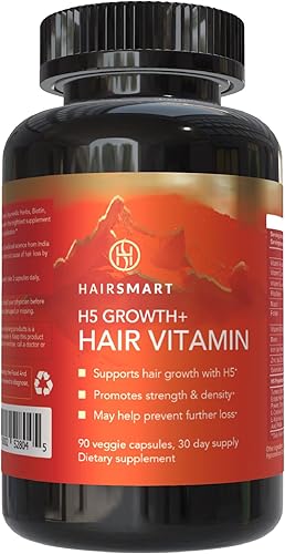 H5 Grow+ Suplemento vitamínico para el cabello, biotina, hierbas ayurvédicas y 5 grupos de nutrientes para el crecimiento, densidad y fuerza del
