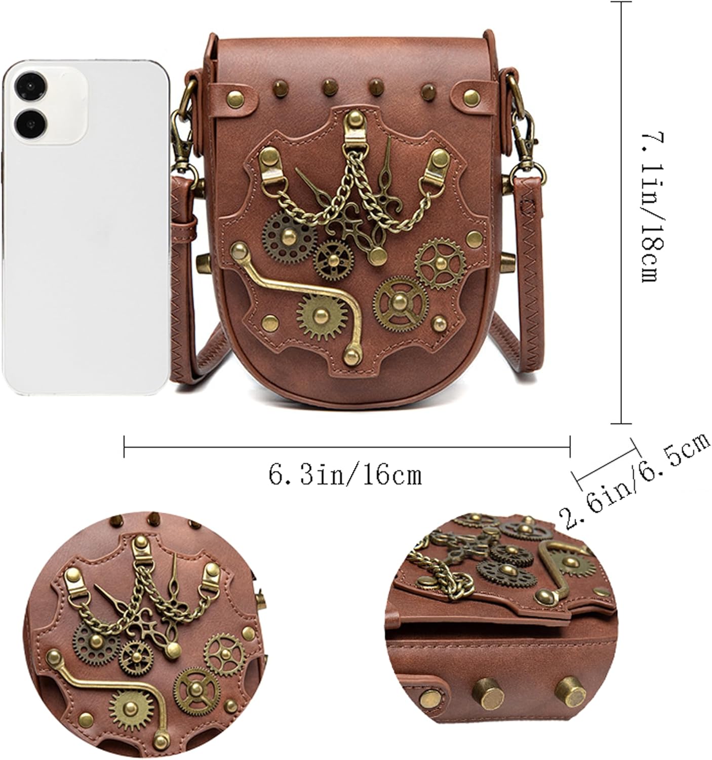 Gothic Owl Crossbody Bag Renaissance Accessories Shoulder Bag Steampunk Belt Pouch Women Cute Cell Phone Novelty Purse - Image 4