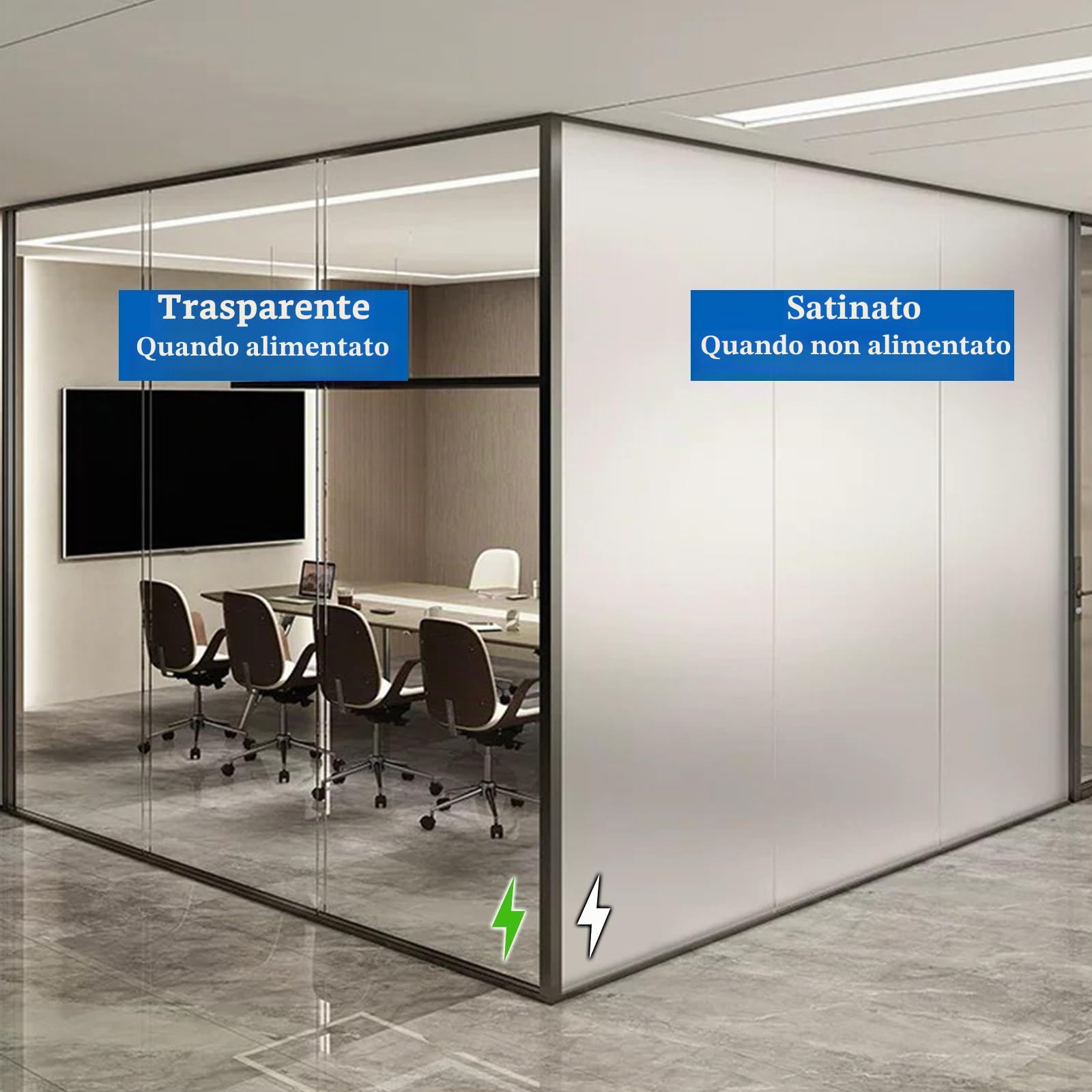 Pellicola Commutabile da Trasparente a Opaca Pellicola per Vetri Finestre Privacy per Divisori e Proiezioni Pellicola Finestra Privacy per Domestico Ufficio Commerciale(W39.5"xL39.5")