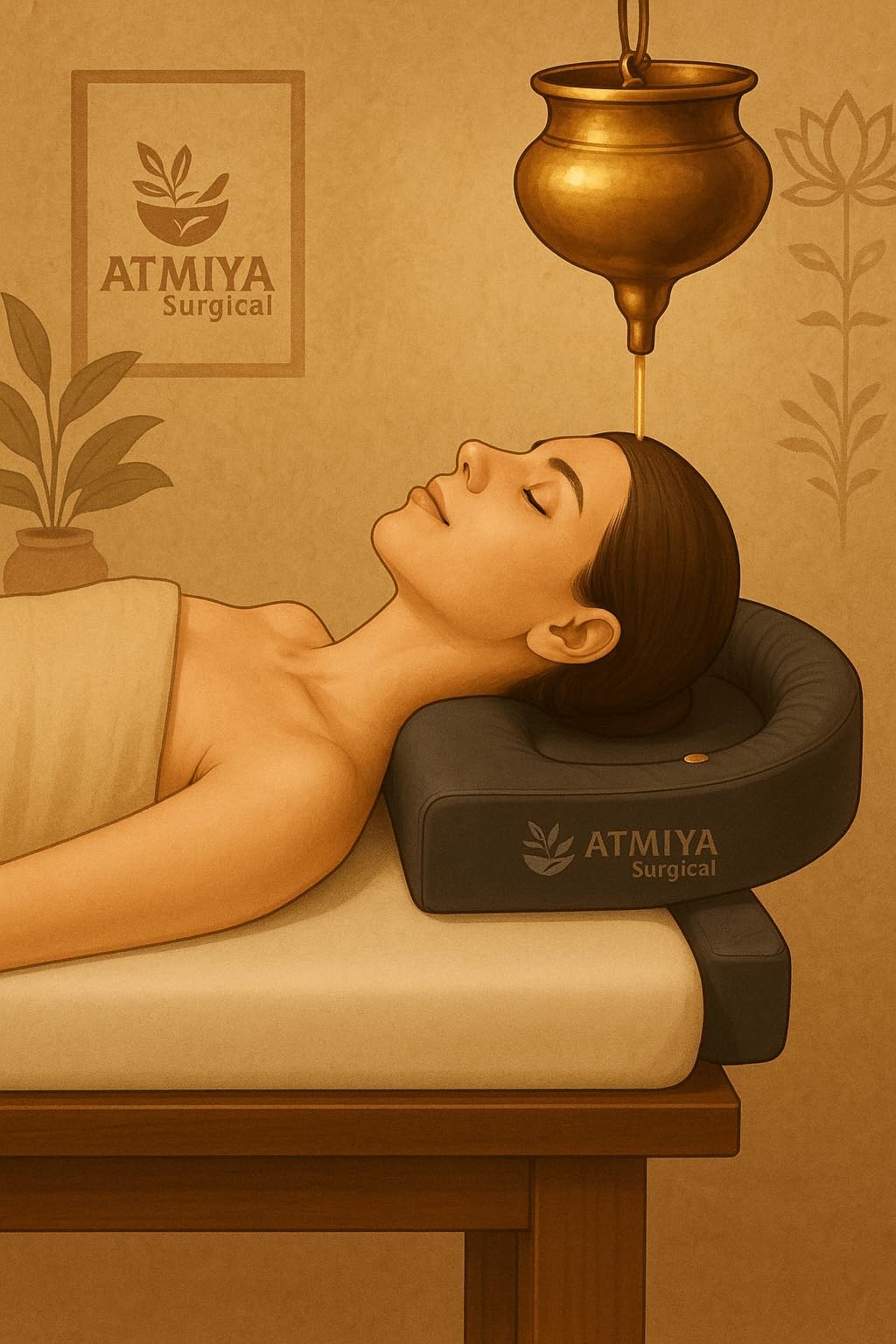 Atmiya Surgical Portable Shirodhara Pillow with Pipe