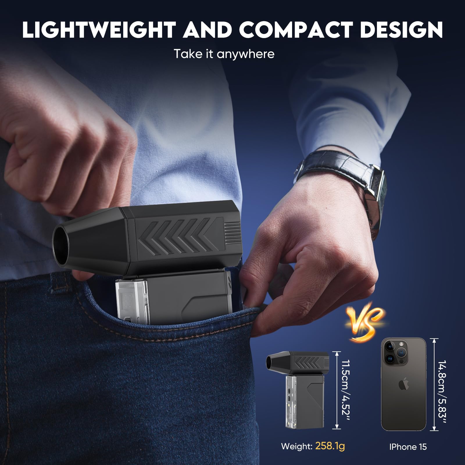 Sunowl Soffiatore Aria Compressa, 2 in 1 Aria Compressa Elettrico con 130000 RPM Super Power 1-100% Regolabile, Elettrico Air Duster con Ricarica Rapida, Luce LED per Computer, Tastiera, Auto, Divano