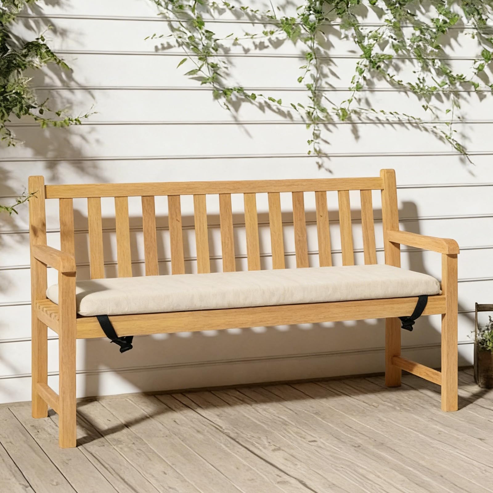 Cuscino per panchina, cuscino di ricambio, 80 x 40 x 5 cm, antiscivolo, per panca da giardino, rimovibile, per esterni, terrazza, interni (beige)
