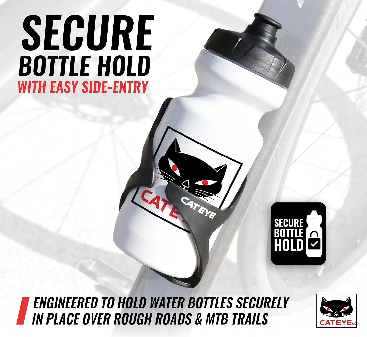 CATEYE BC-500 Side Load Bicycle Water Bottle Cage (Right) | Easy Side Entry, Securely Holds 20 oz, 24 oz & Larger Bottles, Fits Road, MTB & Gravel Bikes (Right)
