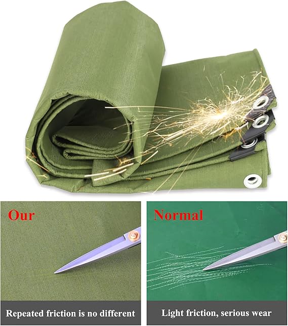 Outdoors Canvas Tarps,tarps Heavy Duty Waterproof,Truck Tarp,Green Resistant Tarpaulin Cover,with Rot/Tear Proof,Billboard Tarp Warehouse,for Car Boat Camping Firewood Woodpile Camping & Pool