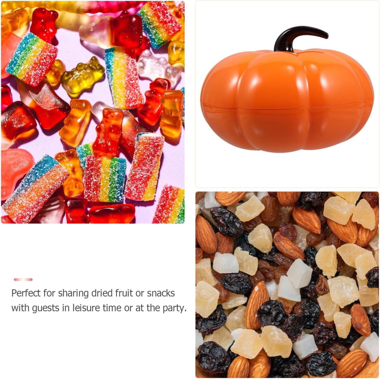 Hemoton Pumpkin Shaped Snack Plate Candy Dish with 2 Compartments Halloween Candy Box and Serving Tray for Party Home Decor 7.87 Inch