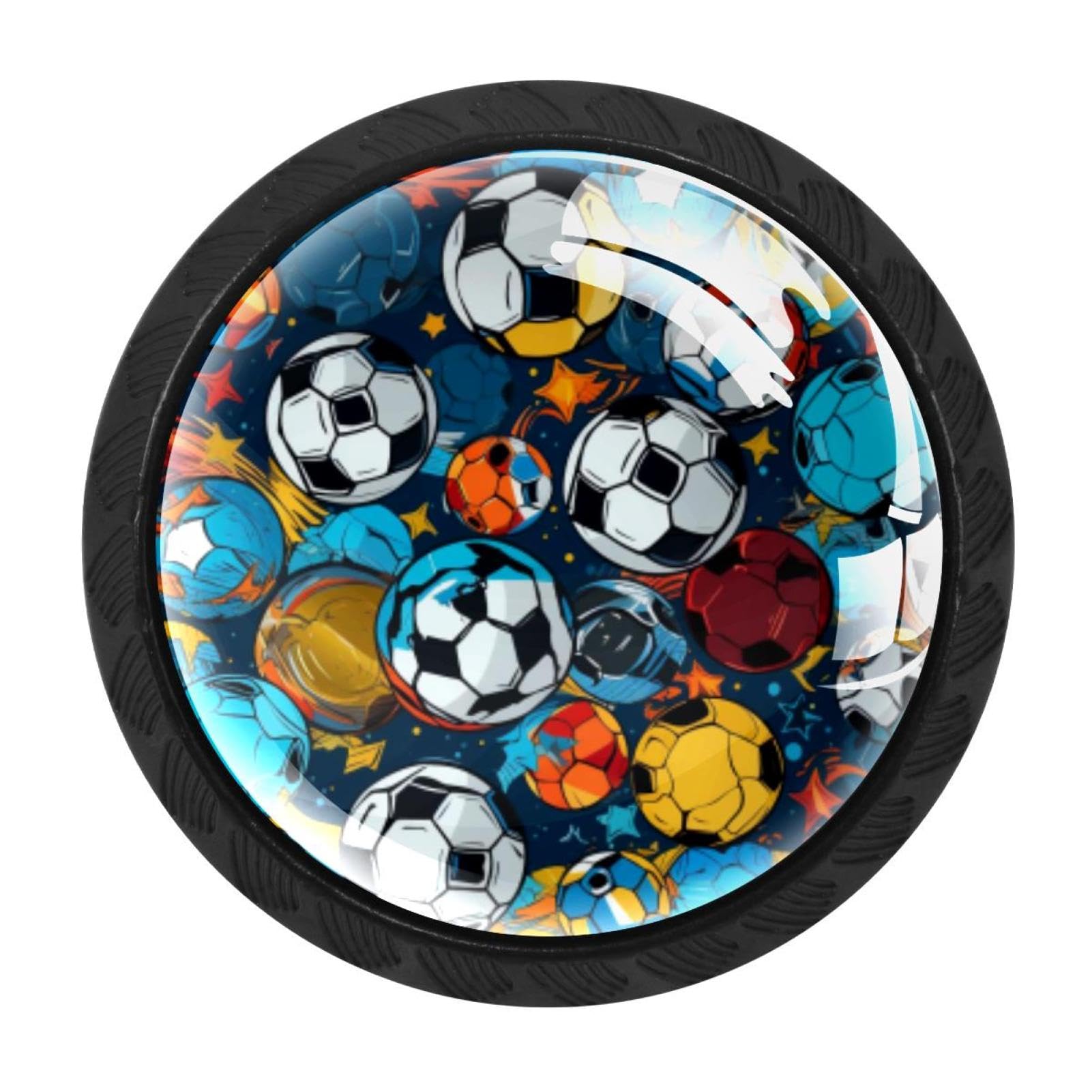 Chenzzzz Multicolored 08 4 Pack Black Football Soccer Cabinet Pulls Kitchen Cabinet Handles Ideal For Cabinet,Drawer,Cupboard And Wardrobe