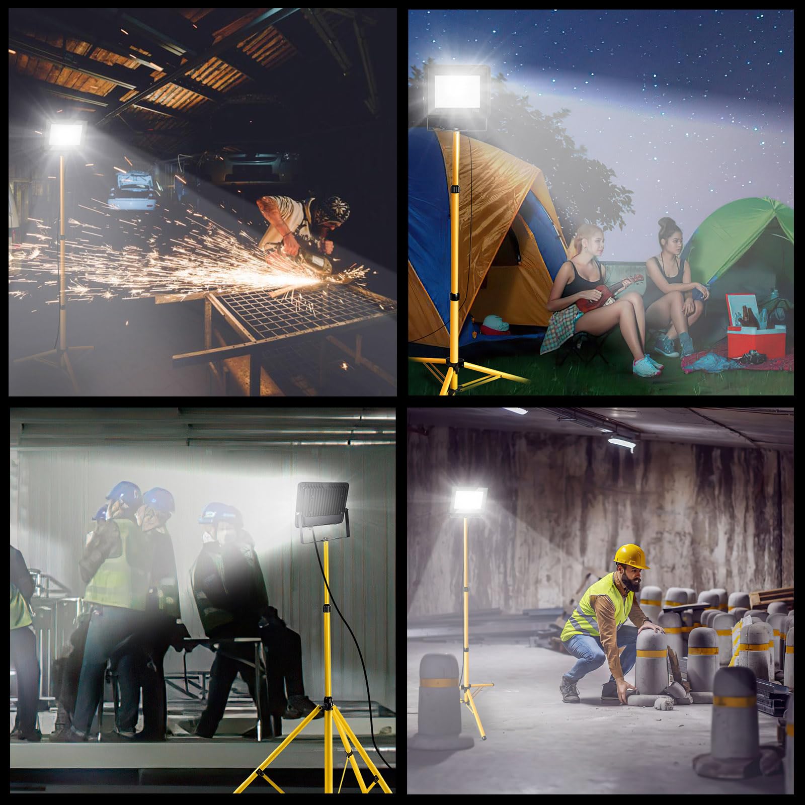 Daromigo Foco LED con trípode, 50 W, incluye trípode de altura regulable y cable de 1 m, foco LED de 6000 K, blanco frío, 4250 lm, resistente al agua, IP66, lámpara de construcción para taller (sin