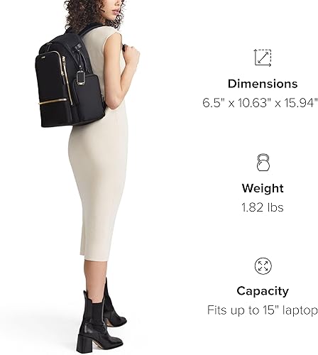 Miniatura 7 de TUMI - Mochila Voyageur Celina - Mochila para hombre y mujer - Bolsa de viaje, Hardware negro y dorado, Voyageur Celina Mochila