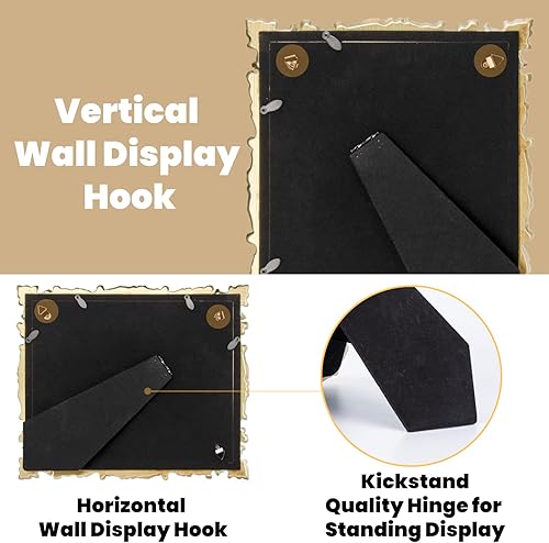 Vista 12 de GUOER Portarretratos vintage de 5 x 7 pulgadas con frente de cristal, marco antiguo para colgar en la pared de mesa (5 x 7 pulgadas, dorado claro)