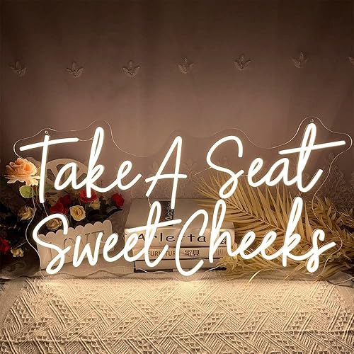 Take a Seat Sweet Cheeks Neon Signs Custom Light Up Sign Indoor Bedroom Home Decor LED Neon Light Sign Large Backdrop Flex Birthday Wedding
