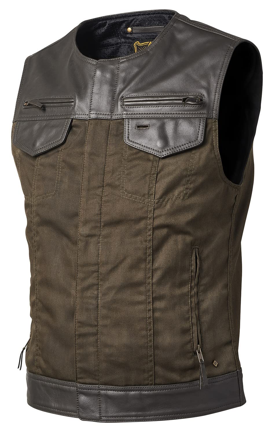 Roland Sands Design Roland Sands Temple 74 Leather Vest with Canvas Biker Vest