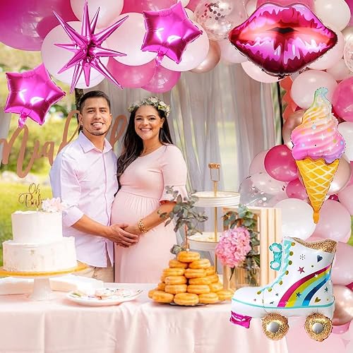 Miniatura 4 de Globos de cumpleaños de niña rosa, decoraciones de globos de cumpleaños de 6 para niñas, suministros de fiesta de cumpleaños de princesa, globos