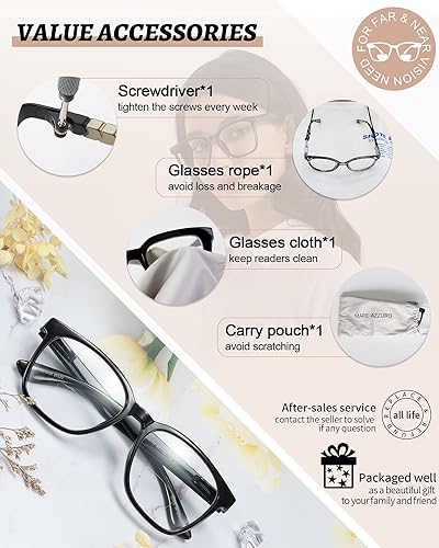 Miniatura 6 de MARE AZZURO Anteojos de lectura bifocales grandes para mujer, con bloqueo de luz azul, lectores 1.0 1.25 1.5 1.75 2.0 2.25 2.5 2.75 3.0 3.5