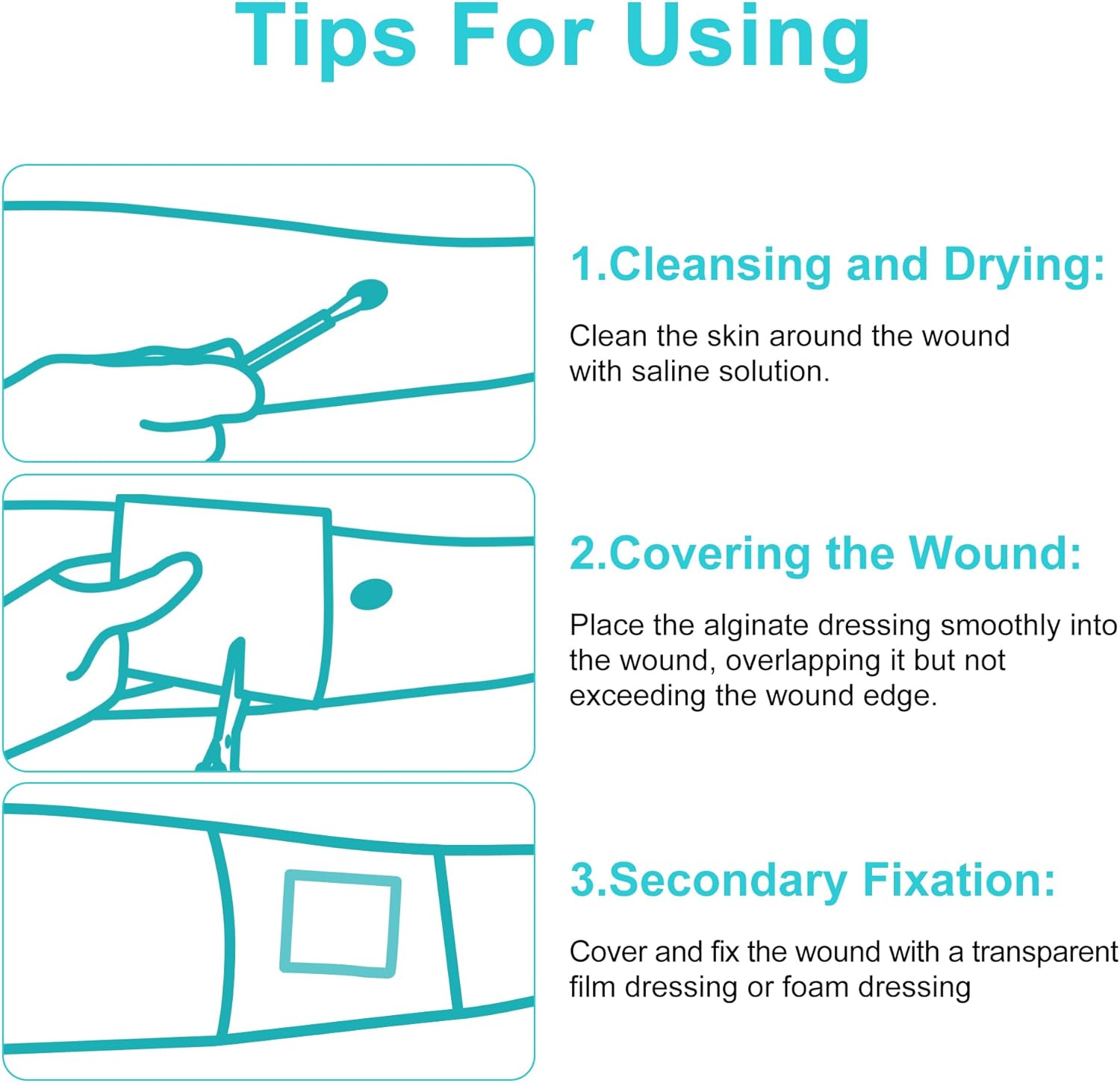 Calcium Alginate Wound Dressing, 4x4 Inch Gauze Pads (5 Count) | Highly Absorbent Gel-Forming Dressing for Exuding Wounds | Non-Adherent