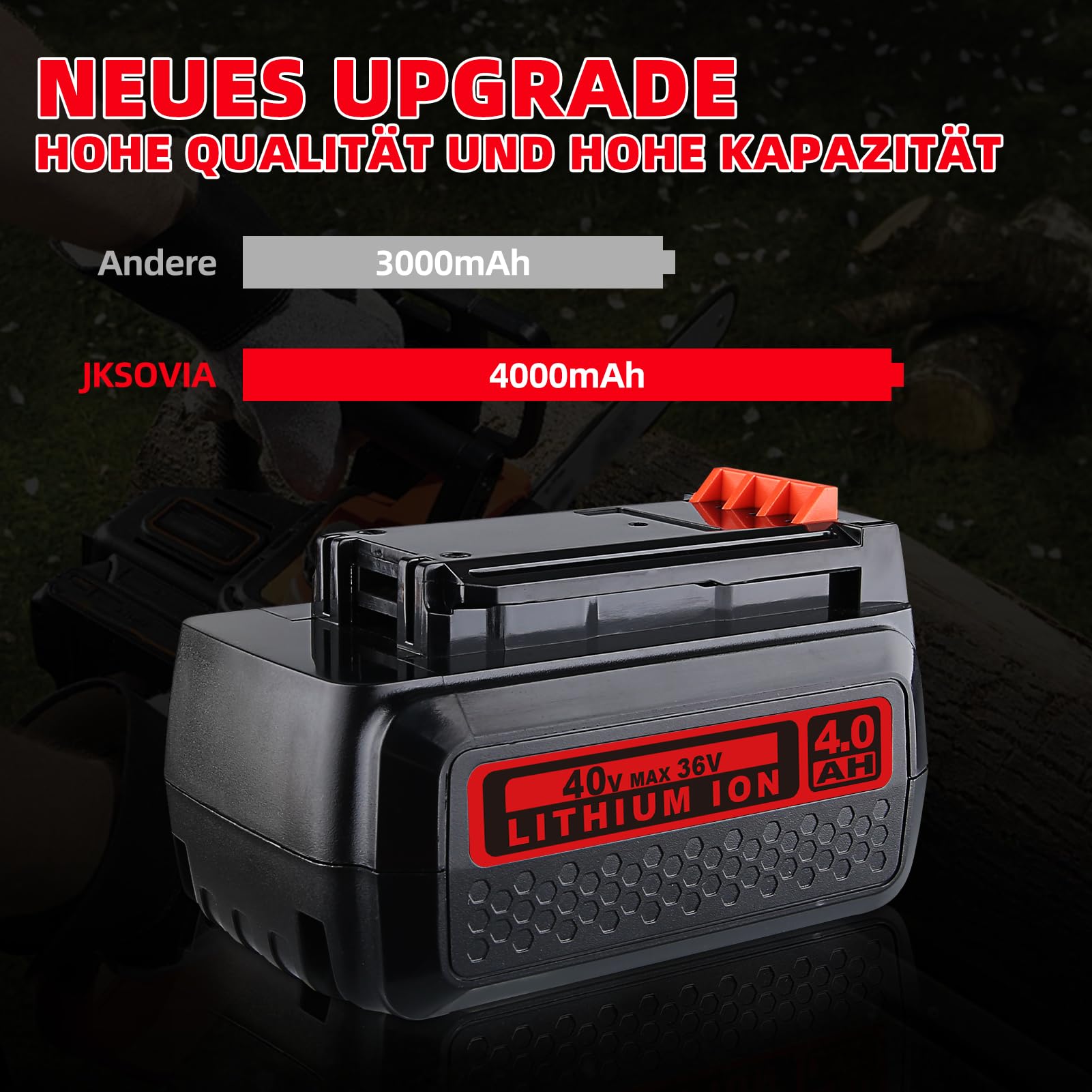 4,0Ah LBXR36 Ersatzakku für Black & Decker 36V/40V Max Akku -Lithium-Ionen, kompatibel mit LBX2040 LBXR2036 LBX1540 LBX2540 BL20362-XJ LST540 LST136W LCS1240 Garten Werkzeuge