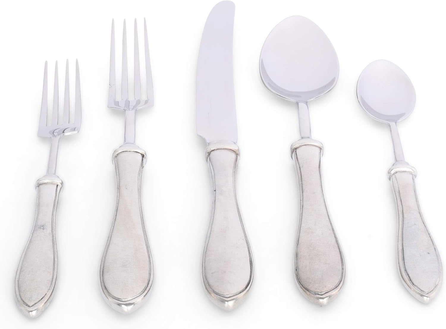 Vagabond House 5 Piece Pewter Wales Pattern Flatware Set 9.5 inch Long