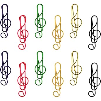 Paper Clip Music Notes Metal Pack of 100 Music Clef Paper Clips Coloured Music Notes Clips for Music Lovers Organising Files Books Notes & Receipts