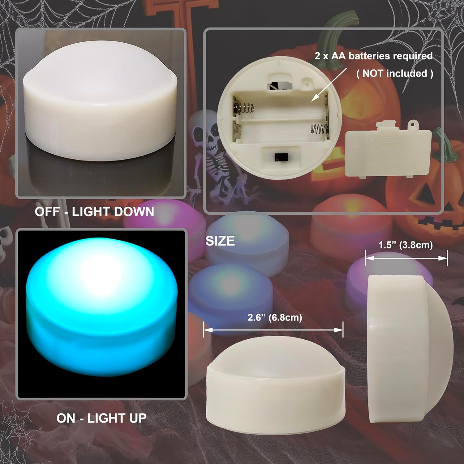 6 PCS Color Changing Halloween LED Pumpkin Candle Lights with Remote and Timer Battery Operated Colored Flameless Candle Set Bulk for Jack-O-Lantern Décor Halloween Party Home Spooky Decorations