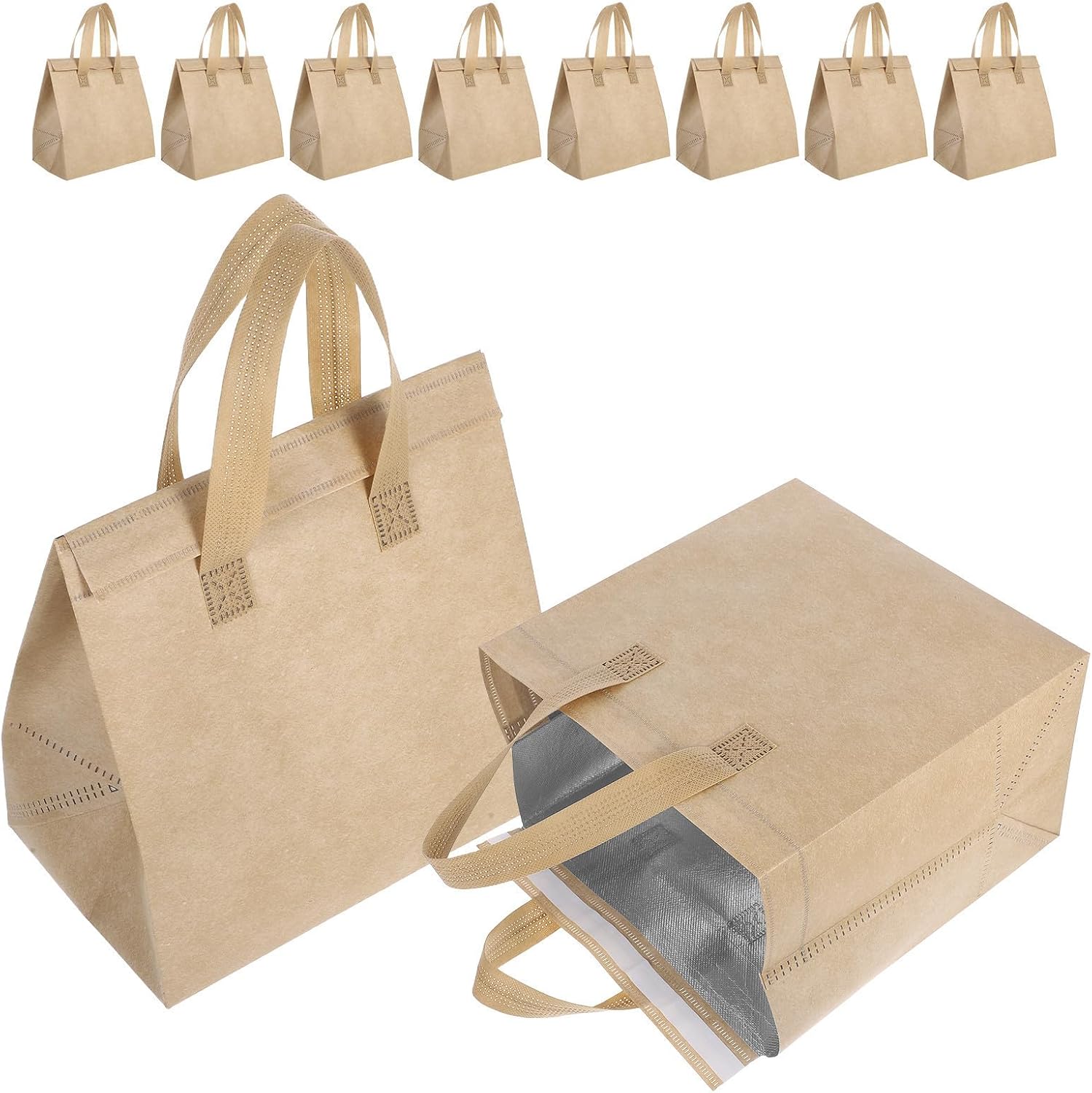 12pcs Insulated Take-out Bags for Hot Cold Food with Aluminum Foil and Non-woven Fabric Material, Versatile Use Thermal Insulation Food Cooler Bags for Lunch, Seafood,