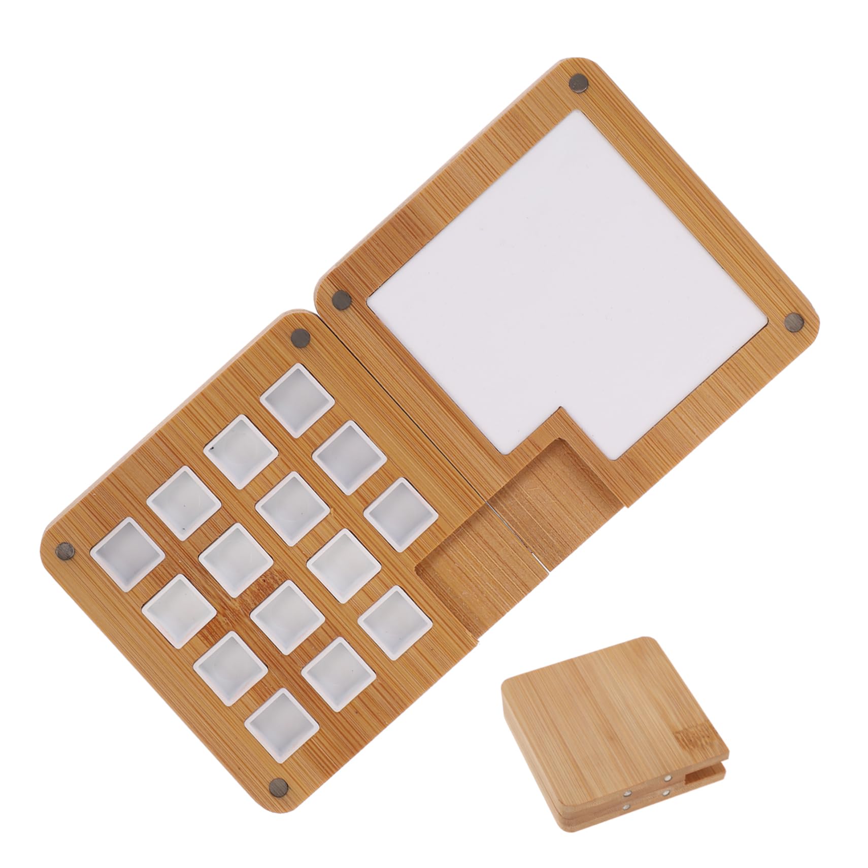 STOBOK Caja Caja De Pintura Porta Color Compartimentos Latas De Acuarela Vacías Maletín De Mezcla De Pintura De Viaje Porta Acuarela Pequeño Mini Estuche De Acuarela De Madera Light Brown