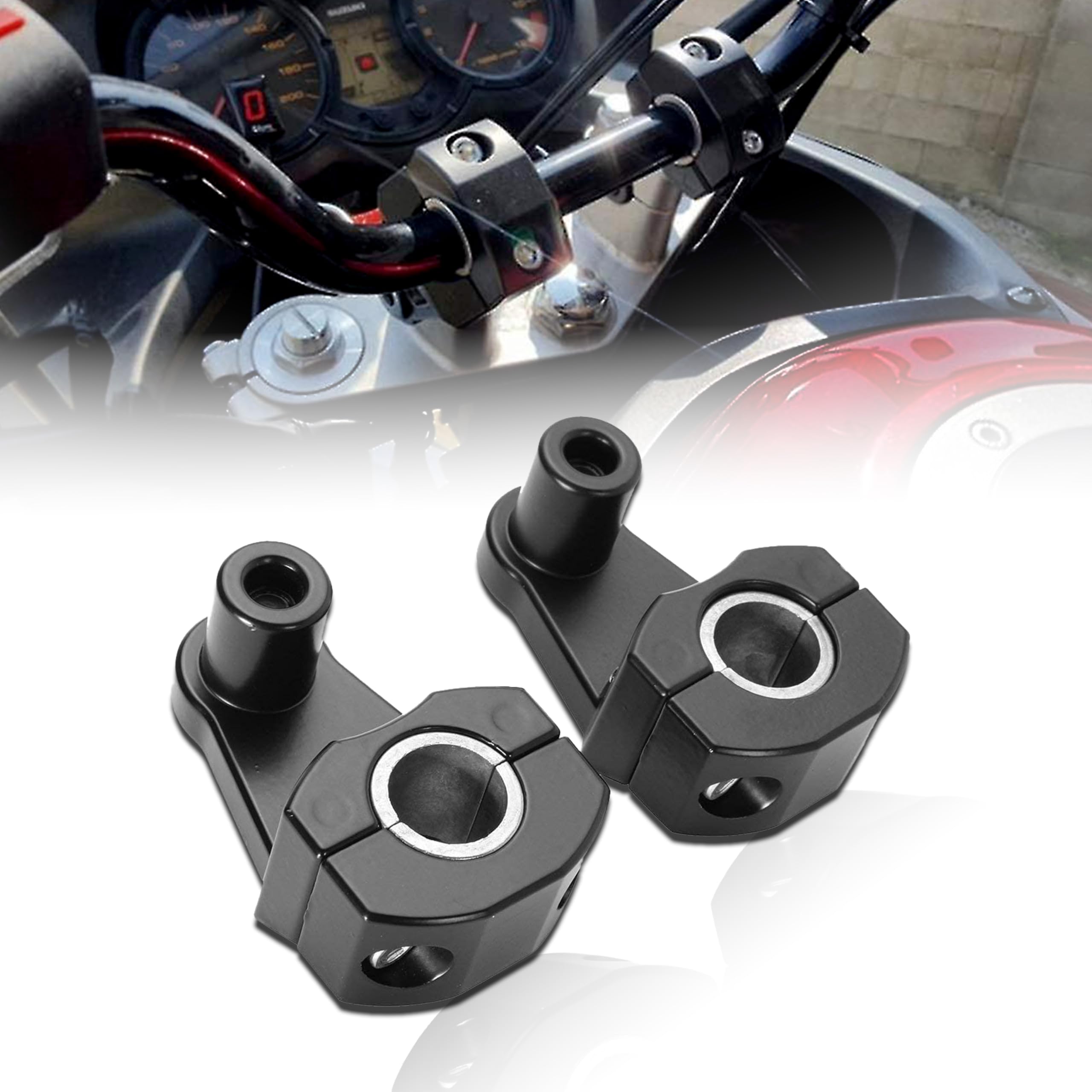 MIKANIX Alloy Black Universal Handlebar Riser/Raiser Handle Clamps Riser For All Bikes Handlebar Riser Kit-image-28