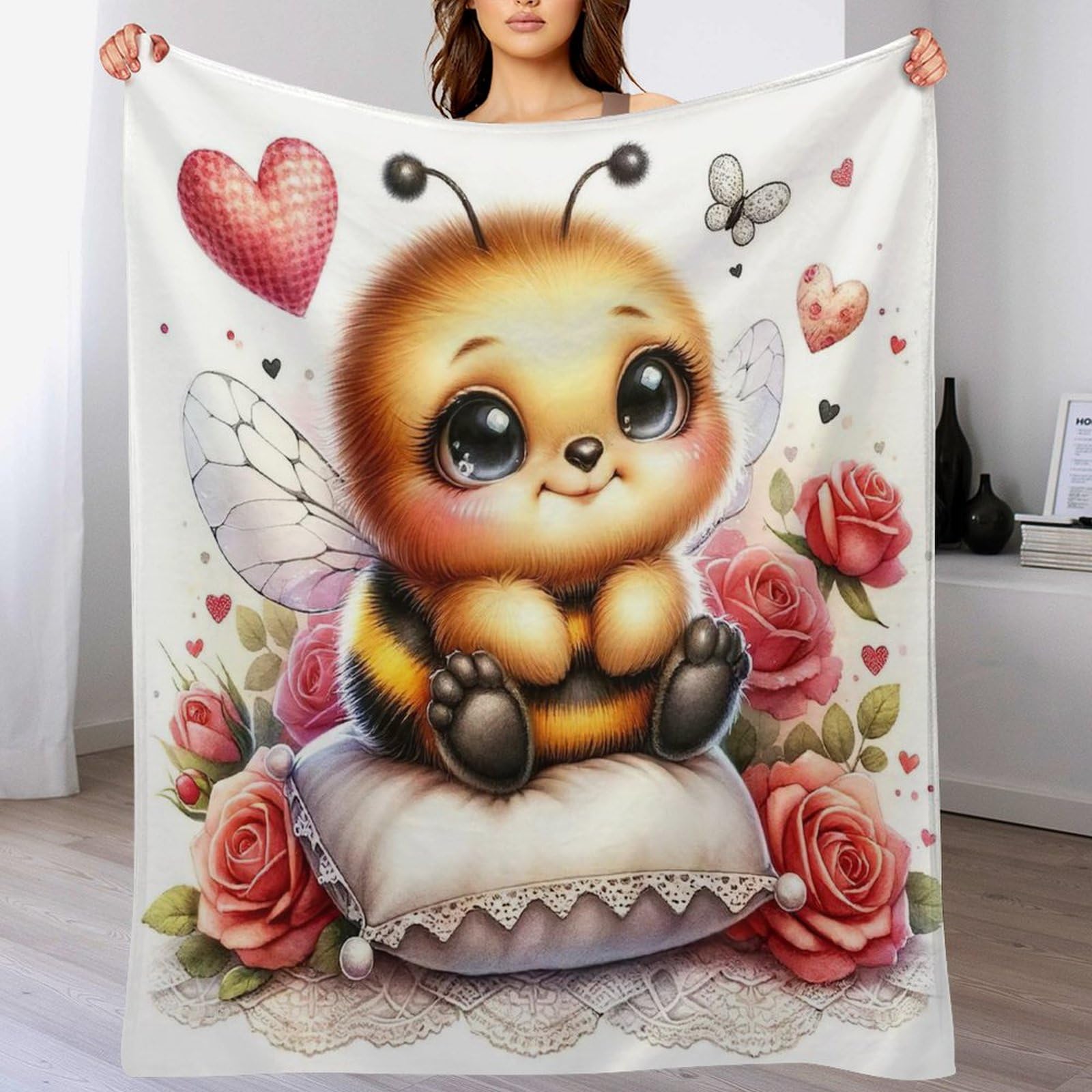 Manta de franela de abeja suave y gruesa para sofá y cama de 180x200 cm