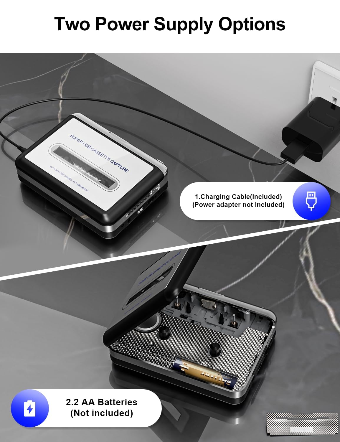 Lettore cassette portatile convertitore MP3 digitale argento