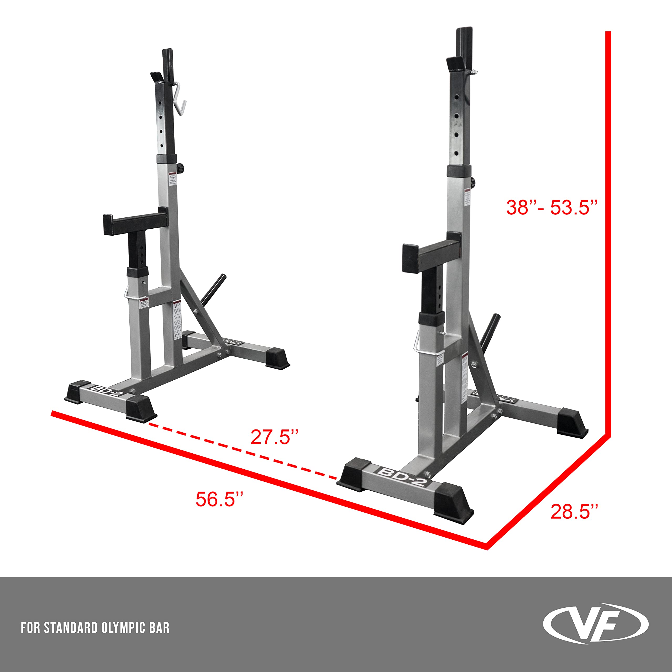 Valor Fitness BD-2 Independent Bench Press Stands with Adjustable Uprights and Safety Catches