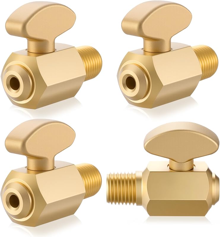4 Pcs Brass Air Tank Drain Valve, 1/4 Inch NPT Male | Air Brake Compressor Drain Cock, For Air Tanks And Compressors, Ground Plug, Shutoff Check Valve, Corrosion Resistant Brass