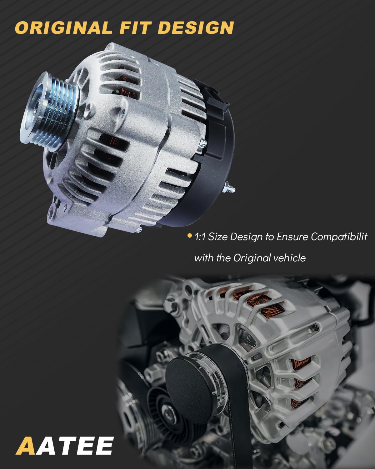 AATEE Upgraded Alternator for:-Chevy Tahoe 2000-2004 4.8L 5.3L, Silverado 1500 1999-2004 Suburban Express Avalanche 2001-2004, for:-GMC Sierra 1500 Yukon XL Savana, for:-Cadillac Escalade OE# 10464455