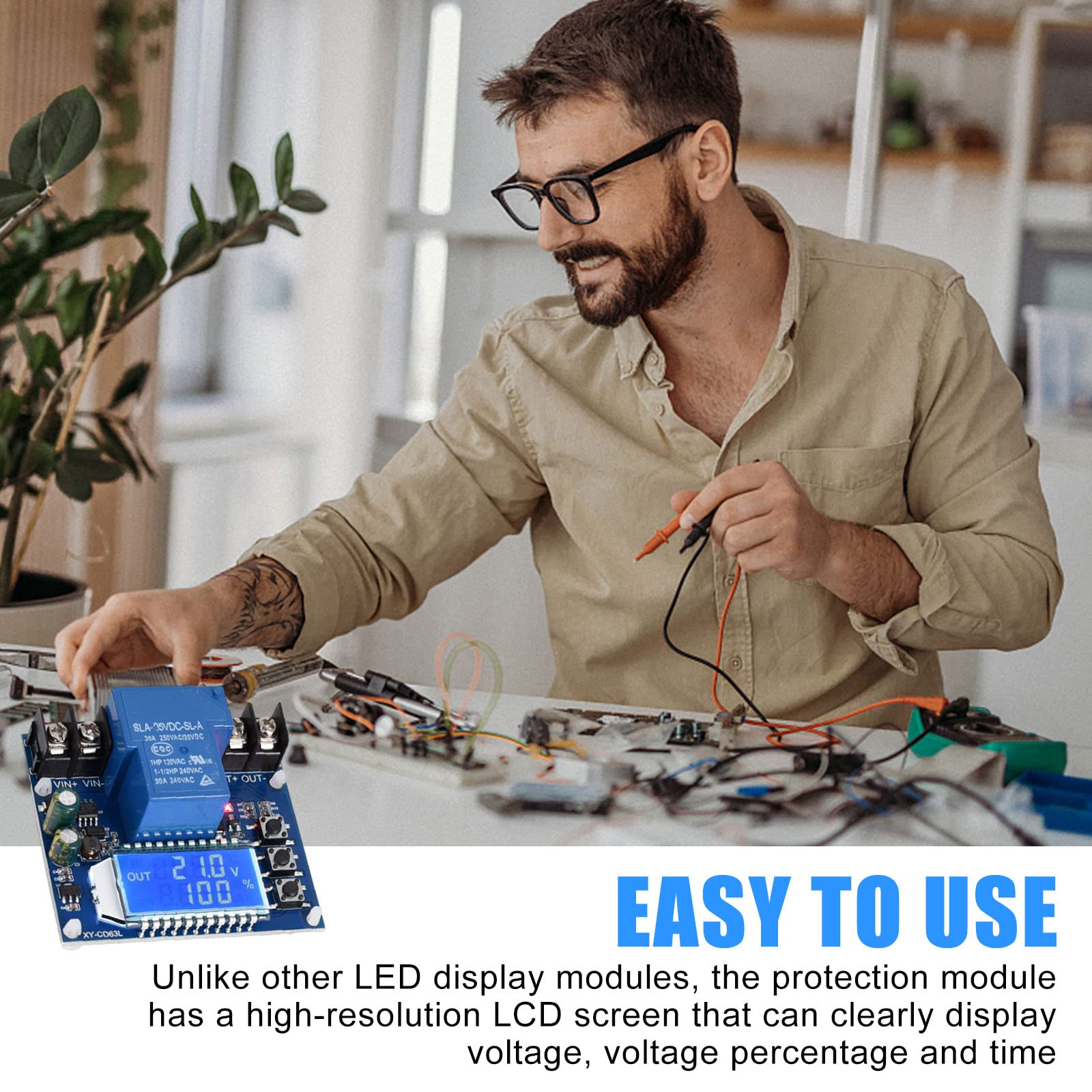 Produktbild von Batteriewächter 6-60V DC – Niederspannungsabschaltung 30A, LCD-Display, Überentladeschutz Für Lithium & Bleiakkus