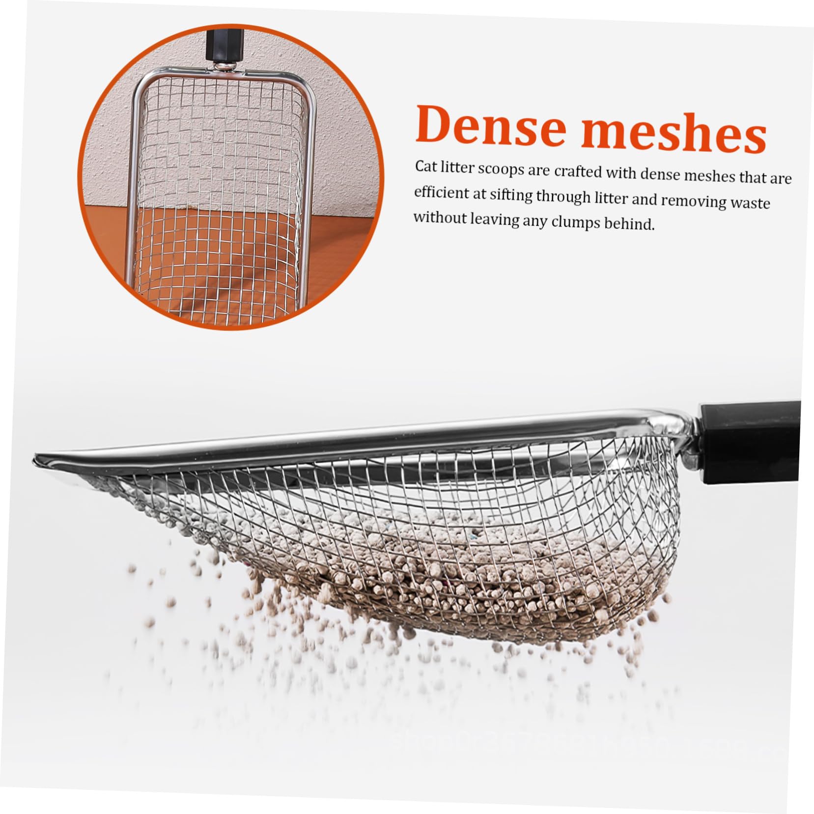 TOYANDONA 2 Pièces Pelle à Litière pour Chat avec Poignée et Maillage Dense Outil de Nettoyage pour Boîte à Litière Noir